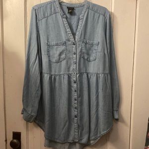 Torrid denim style button-down baby doll top